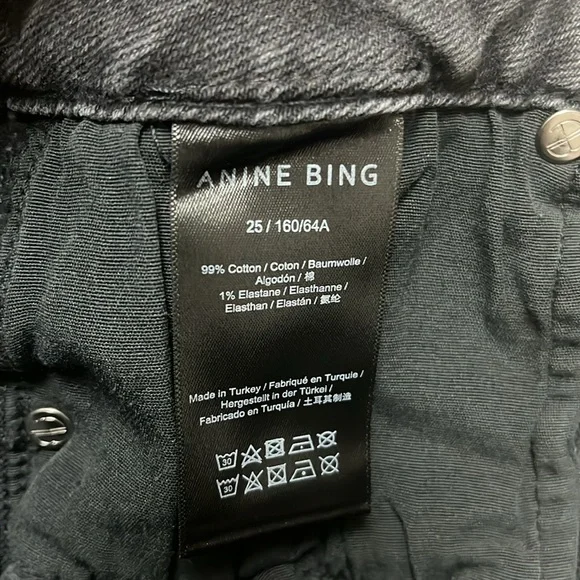 Anine Bing Beck High Rise Slim Jeans Iron Grey Gray Meghan Markle Size 25 - Picture 11 of 11
